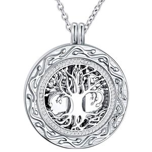 Tree of Life Round Cremation Urn Necklace - Cremation Jewelry Ashes Memorial Keepsake Pendant - Tratt Kit ingår 203b