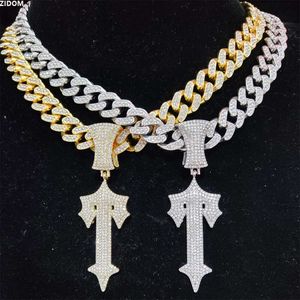 Fashion Necklace Designer Jewelry Sailormoon New Men Women Hip Hop Letter Iced Out Cross Sword Necklaces with 13mm Cuban Chain HipHop Pendant Charm