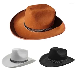 Шляпа Berets Cowgirl Шляпа Sparkling Cow Girl Hat с стразами для взрослых отлично подходит для вечеринки