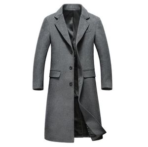 Whole Mens Fashion Woolen Overcoat Mens Turndown Collar Xlong Single Breasted Wool Overcoat Hight Quality Mens Casual Coat6261913