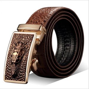 Nytt mode Nytt automatiskt bälte Buckle Belt J Säljer herrläderkrokodil Male Belt Size 110-125mm 191U