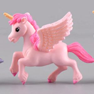 1pc Unicorn Cake Topper Miniatura PEGASUS Rainbow Figura Girl Woman Ageli di compleanno Decorazione della torta nuziale di compleanno