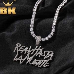 Modehalsband designer smycken segeloroon tbtk real hasta la muerte rappare anul hänge isade ut kubiska zirkoniume 2rows bokstäver hiphop