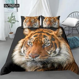 Bettwäsche Sets Duvet Cover Tiger Tier Polyester Bett Nordic Lion Leopard Wildthema Set Raumdekoration Erwachsener