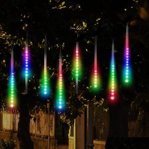 Led Strings Meteor Shower Rain Lights Drop Icicle Snow Falling Raindrop 30Cm 8 Tubes Waterproof Cascading For Wedding Xmas Home Deli Dhdot