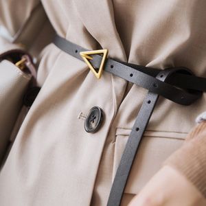 Designer V-buckle Belts triangle buckle belts Narrow lengthened thin belt double layer cowhide dress belt for lady petticoat belt 125cm 340S