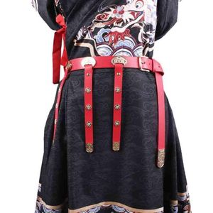 Belts Hanfu Belt Men Women Leather Alloy Ancient Cosplay Accessories Red Black For 277r