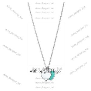 TiffanyJewelry Ожерелье для подвесной ожерелья женские ювелирные украшения изящное официальное классическое Co Blue Heart Luxury Caffice Designeer TiffanyJewelry 1C08