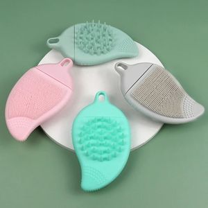 Beauty Mango Shape Face Cleaning Brush Portable Multi-functional Head Washing Brush Silicone Facial Cleansing Scrubber