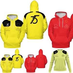 2023 F1 FORMULA 1 DEAM 75th Yellow Zip Up Hoodie Racing Spring Autumn Casual Męs