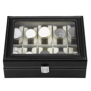 Obserwuj pudełka Pudowni 10 6 Grids Zegarnia uchwyt na rękę zegarki PU skórzane zegarki Wyświetlacz Wyświetlacz Wyświetlacz biżuterii Wysoka jakość 313R