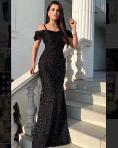 New Arrival Sparkly Lace Spaghetti Straps Formal Dresses Luxury Beading Sequined Lace Mermaid Ladies Prom Party Gowns