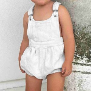 Overalls Rompers Vorschuljungen und Mädchen ärmellose langärmlige Solid -Denim -Langarm -Spitzen -Spitzen -Sommer -Jumpsuit WX5,26