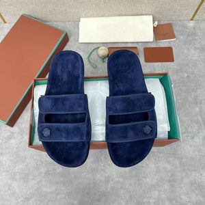 Nya avslappnade sandaler tofflor Hög Merceriserad ko mocka präglade mäns och kvinnors tofflor Size35-45