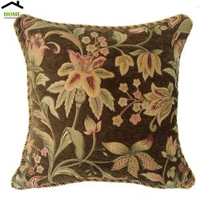 Pillow in stile americano classico classico morbido pesante Chenille multicolore floreale con divani di divano a pipping quadrata 45 x cm