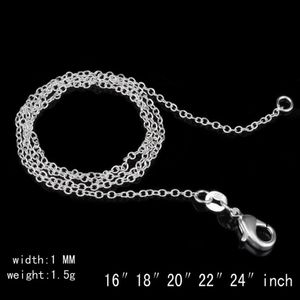 925 Sterling Silver Necklace Rolo O Chain Necklaces Jewelry 1mm 16'' -- 24'' 925 Silver DIY Chains Pendant Jewe 315F