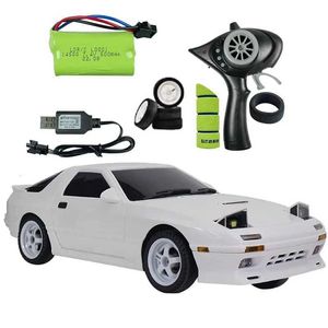 Electric/RC Car Electric/RC Car 2.4G LD1802 RX7 RTR 1/18 ESP Gyroscope RC Car Drift Car LED Light Full Scale Control Model Childrens Toy Gifts WX5.26
