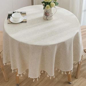 Tkanina stołowa okrągła obrus 60 -calowy bawełniane lniane tkaniny z frędzlami boho okładki koronkowe ubrania do prostokątnych stołów x 120