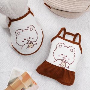 Dog Apparel Cute Bear Pet Dogs Cats Clothes Suspenders Dress Panda Printing Vest Summer Breathable Skirt Comfortable