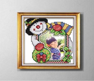Christmas Po Frame Lovely Cartoon Målning räknas tryckt på duk DMC 14CT 11CT Cross Stitch Needwork Set Embrodery Kit2050995
