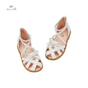 Dave Bella Toddler Girls Sandals Peep Toe Cross Band Hollow Out Plain Children Summer Shoes White Kids Shoes DB2234067 240527