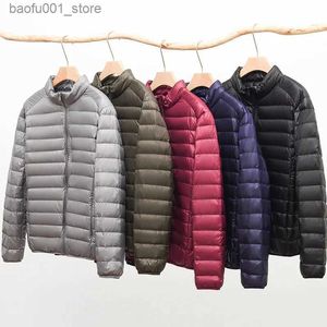 Men's Down Parkas Mens Stand Collar Ultralight Quilted Puffer Jackets 2023 New Arrilas Men Ultra Lightweight Packable Warm White Duck Down Coats Q240527