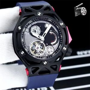 Новая топ -модная роскошная бренд FR 70 -й годовщины часы Tourbillon Hronograph Watch Полностью автоматическая обмотка черная PVD Титановые вставки.