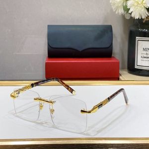Optiska ramar Rimless Gold Silver Metal Frame Glass Clear Lens Rectangle Eyewear For Man Unisex Designer Eyeglass Women Trendy Squar 245l