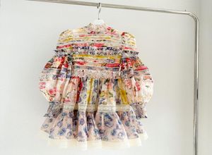 Springsummer 2022 Lian Fashion Silk Print Dress with Flounces och Ruffles4941178
