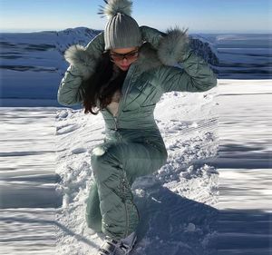 Флисовый одно кусок лыжный костюм Женщины снежный комбинезон горные лыжные лыжи Jumsuit Супер теплый зимняя лыжная куртка дышащий снег набор 1334070