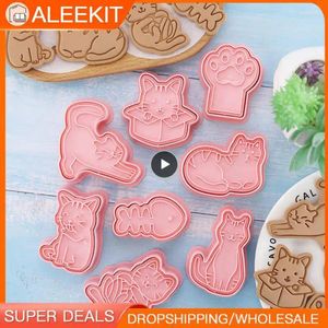 Moldes de cozimento molde 8 peças Conjunto ótimo para férias Faça biscoitos pressionados exclusivos de design de natal, cortadores de biscoitos duráveis