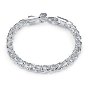 Pulseira de pulseira torcional Pulseira banhada a prata; Novos homens e mulheres de moda de chegada 925 Silver Bracelet SPB070 216V