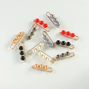 Brooches 6 Pcs/ Bag Agate Stones Beaded Safety Pins For Women Party Dresses Accessories Muslim Hijab Fashion Fine Jewelry