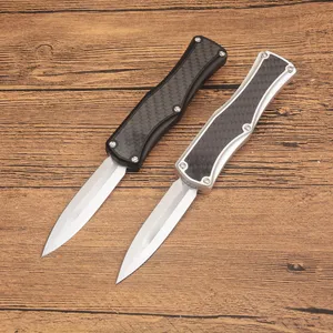 Högkvalitet av hög kvalitet Hera Auto Tactical Knife D2 Spear Point Satin Blade Aviation Aluminium med kolfiberhandtag EDC Pocket Knives med reparationsverktyg