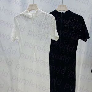 Kvinnor spetsar klänningar 2 färger sexiga ihåliga ut monterade klänningar kort ärm sommar svarta klänningar för lady 220o