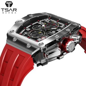 Tsar Bomba Mens Watch Top Brand Luxury Tonneau Design 50m vattentätt rostfritt stål armbandsur sport kronograf klocka för män 210910 293k