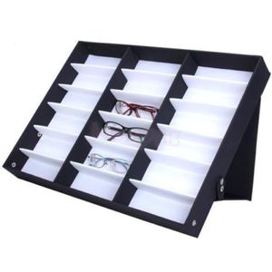 18 griglie occhiali da deposito casella di vetrina occhiali occhiali da sole Ottico display Organizer telaio 286w