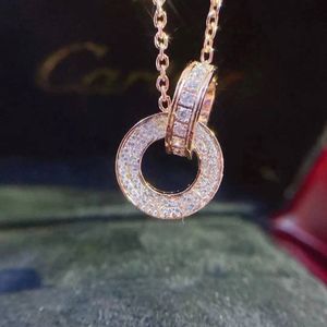 Mode Love Double Ring Two Rows Diamond Necklace för män och kvinnliga par gåvor med utsökt förpackning 285L