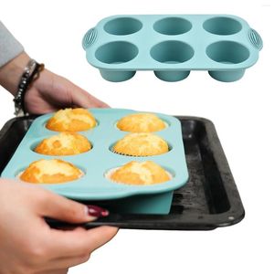 Bakformar 6 kopp silikon muffinsbricka nonstick cupcake panna med handtag design för ostkakor mousse gelé