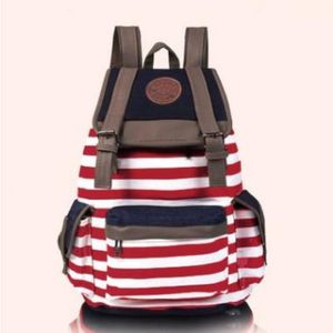 S5Q 여성 HASP 스트라이프 북백 액세서리 여행 배낭 여자 Chirstmas School Bag Satchel Canvas Backpack Aaacyv 306a