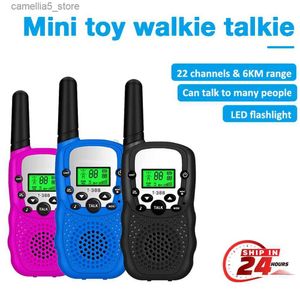 Toy Walkie Talkies 2pcs Mini Kids Walkie Talkie Celular Handheld Transceiver Destaque Phone Radio Interphone com LED Lâmpada para crianças Presentes Q240527