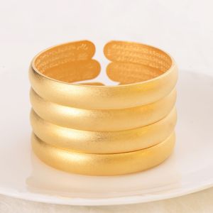 4 pcs Fashion Jewelry Bangle 2021 Trend 24 k Fine Solid Gold GF Matte Cuff Bracelet Women Retro High-Quality Bangles 235I