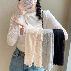 Knee Pads Summer Sunscreen Lace Arm Sleeve For Women Long Fingerless Driving Gloves Cover Mittens Elastic UV Protection Wrist
