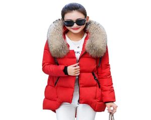 レディース冬のジャケット新しい韓国の大毛皮の襟フード付き冬のコート女性濃い暖かいルーズパーカー女性ジャケット5793022