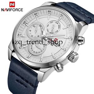 Naviforce Mens Top Designer Brand Waterproof 24 Hour Watches Date Quartz Watch Man Fashion Leather Sport Wrist Luxury Watch Men Clock Watches 136