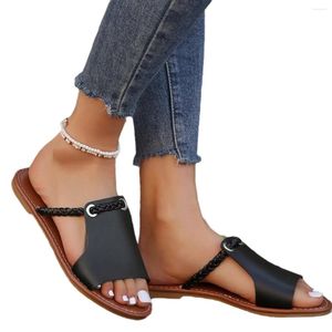 Sandaler Brown Women Flats Casual tofflor Summer Shoes Fashion Dress Flip Flops Beach Bohemian Femme Home Slides 35-43