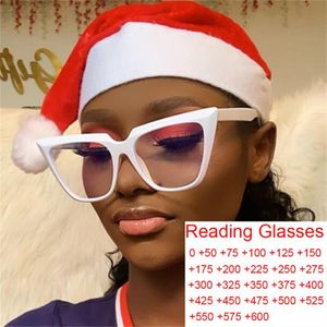 Occhiali da sole oversize bianchi occhiali da lettura per gatti donne per l'iperopia visione trasparente lente chiara presbyopia oculos de grau 250u