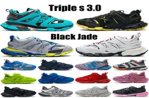 2021 Top Triple S 30 Running Shoes Black Jade White Yellow Navy Royal Gray Trainer Lime Men Women Sneakers US 6122364073
