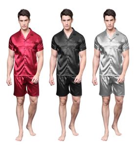 Tonycandice Satin Silk Pajamas Shorts for Men Rayon Sleek Sleepwear Summer Pajama pajama set lightgown for men pyjamas7733377