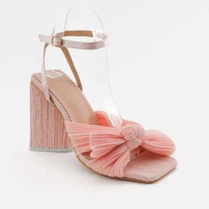 Sandaler Fairy Retro Brand Shoes Women's Designer Elegant High-Heeled Bowknot Formal Dress Party Heels 088